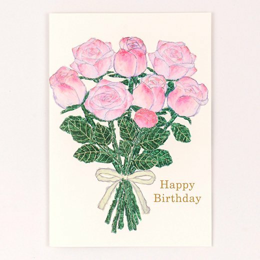 米津祐介 粉紅玫瑰 花語卡片 賀卡 ｜日本Greeting Life