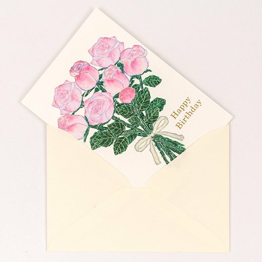 米津祐介 粉紅玫瑰 花語卡片 賀卡 ｜日本Greeting Life