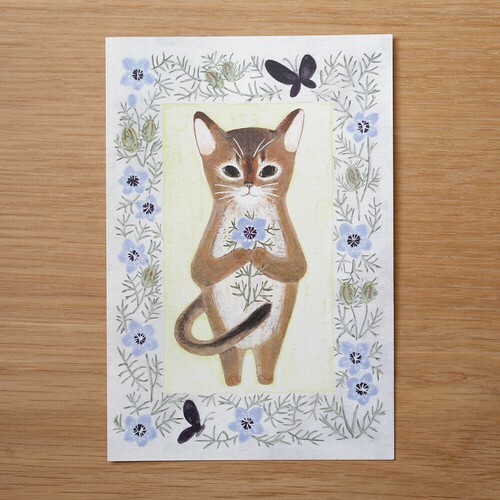 阿比西尼亞貓 貓咪繪本明信片｜日本 4legs