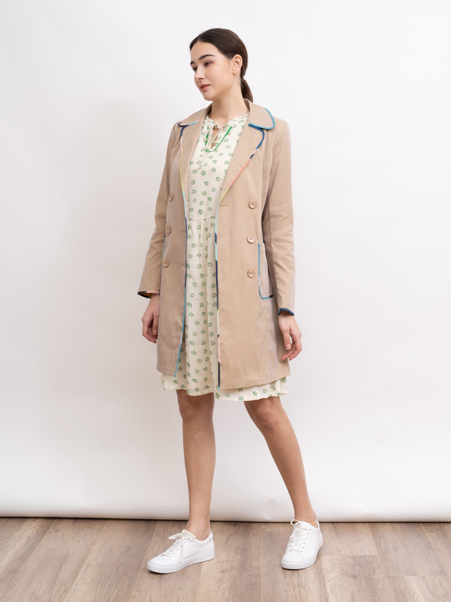 mi-tu 中長款風衣外套