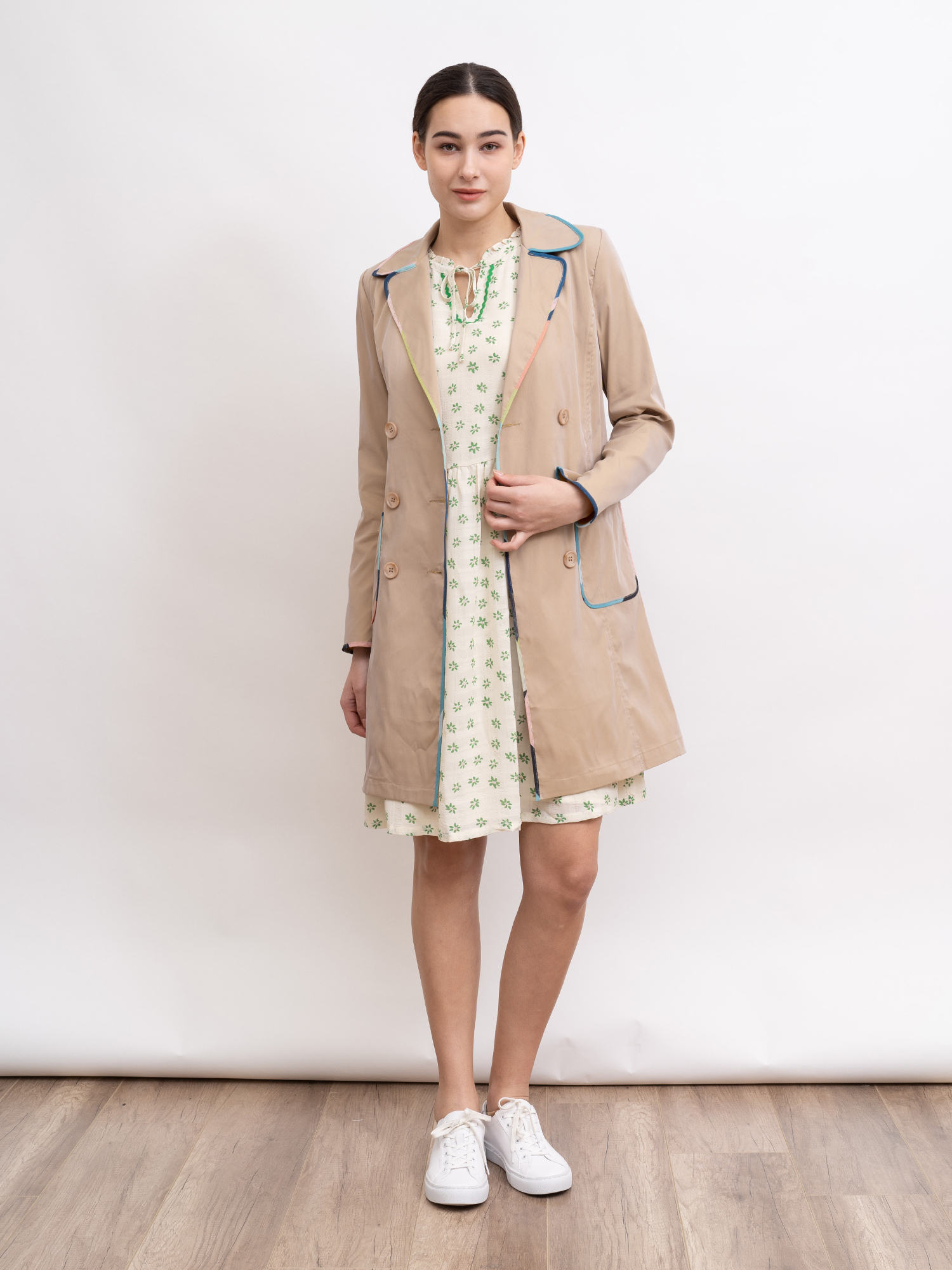 mi-tu 中長款風衣外套