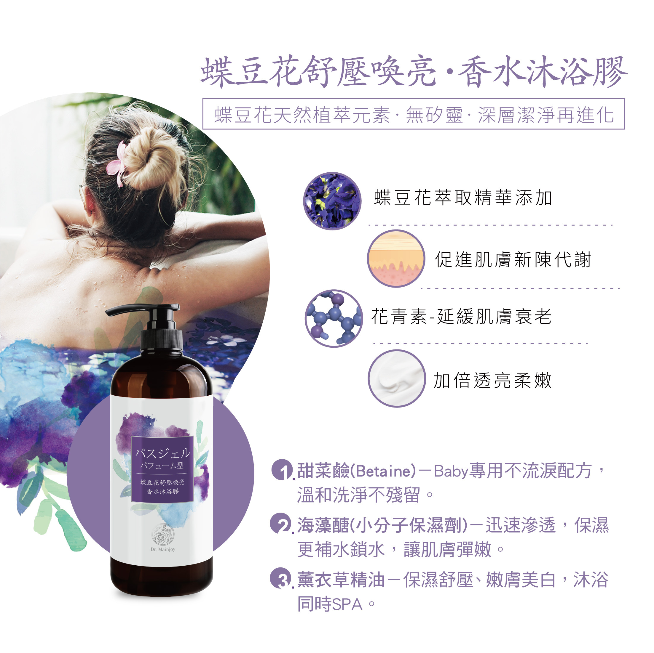 Dr.Mainjoy蝶豆花舒壓喚亮香水沐浴膠/950ml