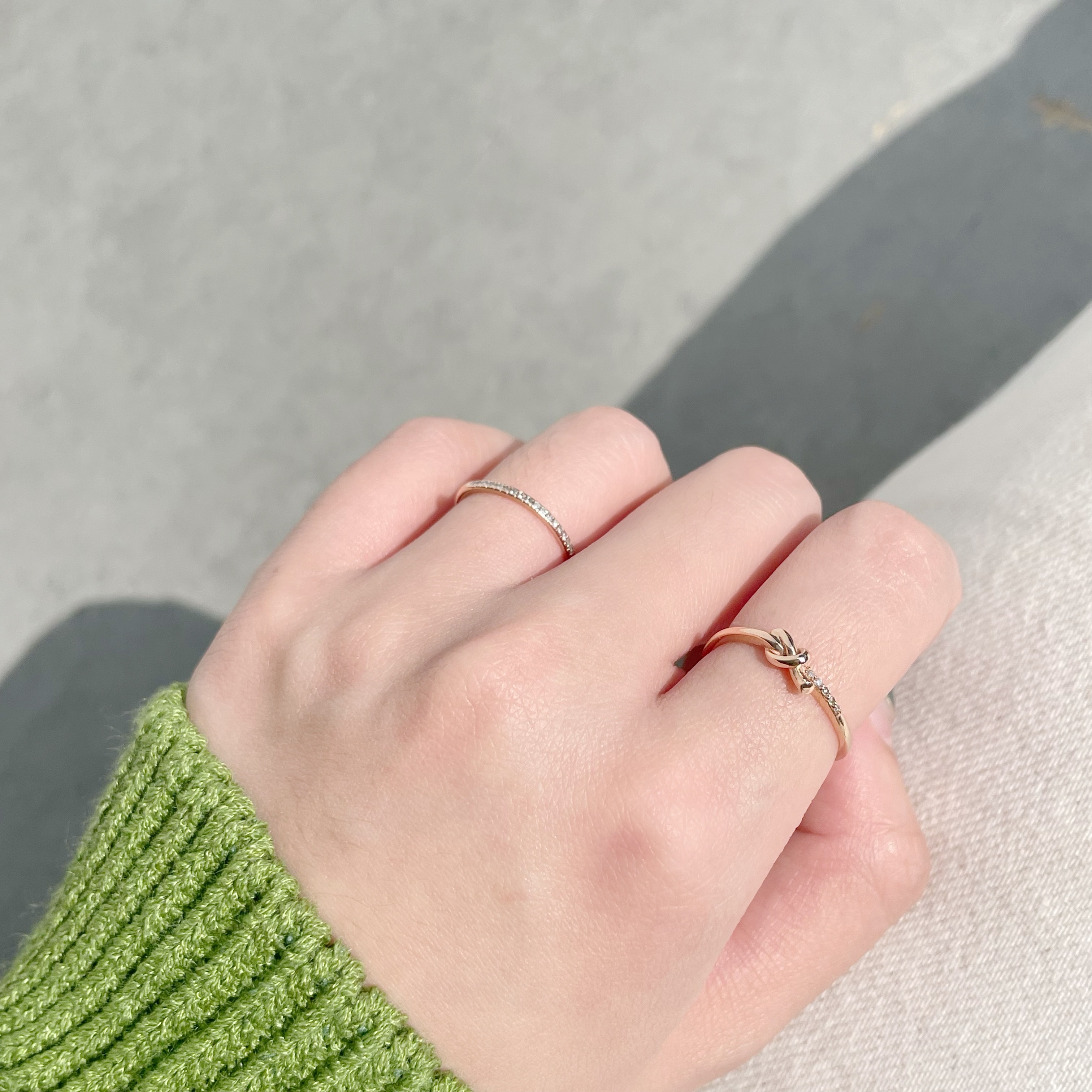 14K麵包結真鑽戒指