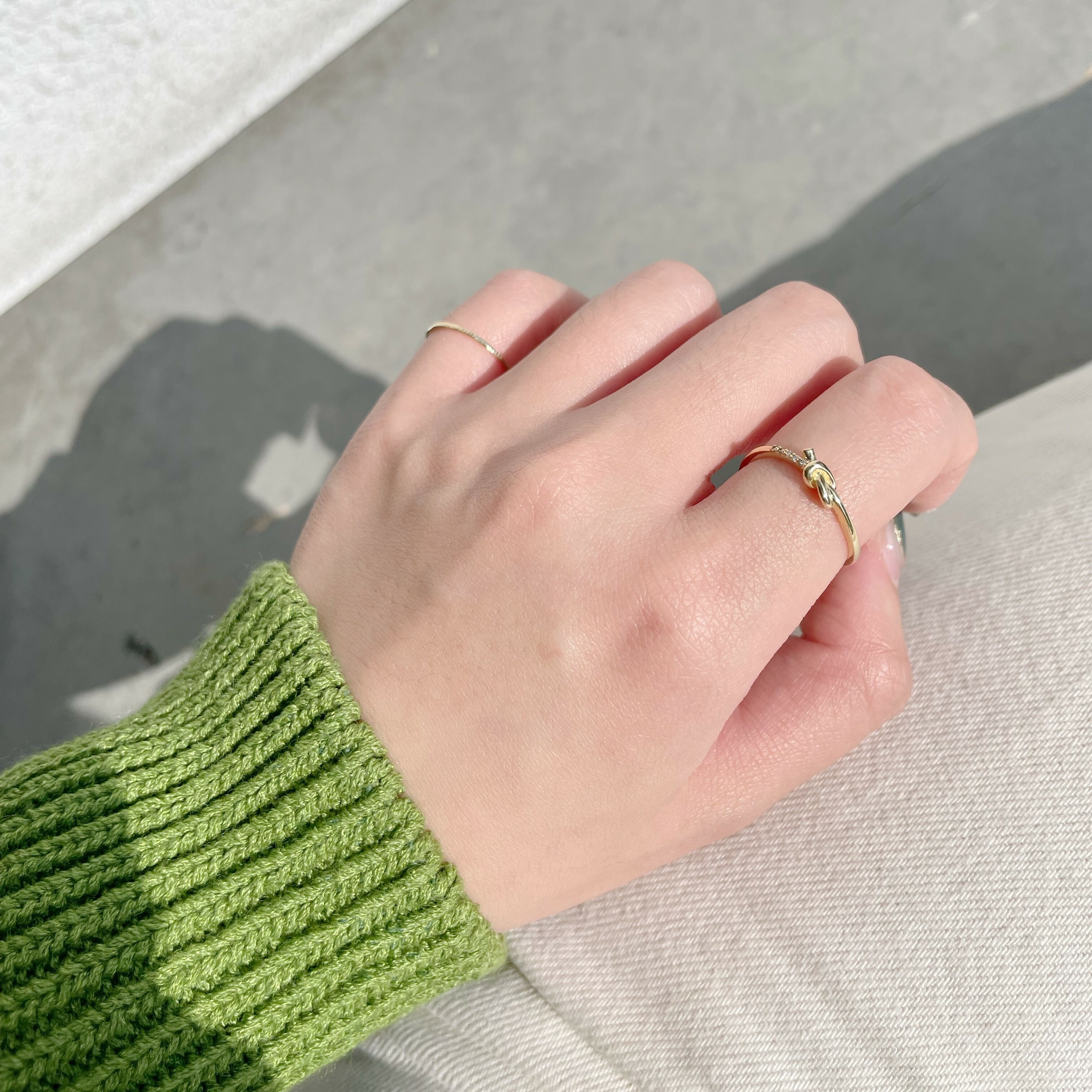 14K麵包結真鑽戒指