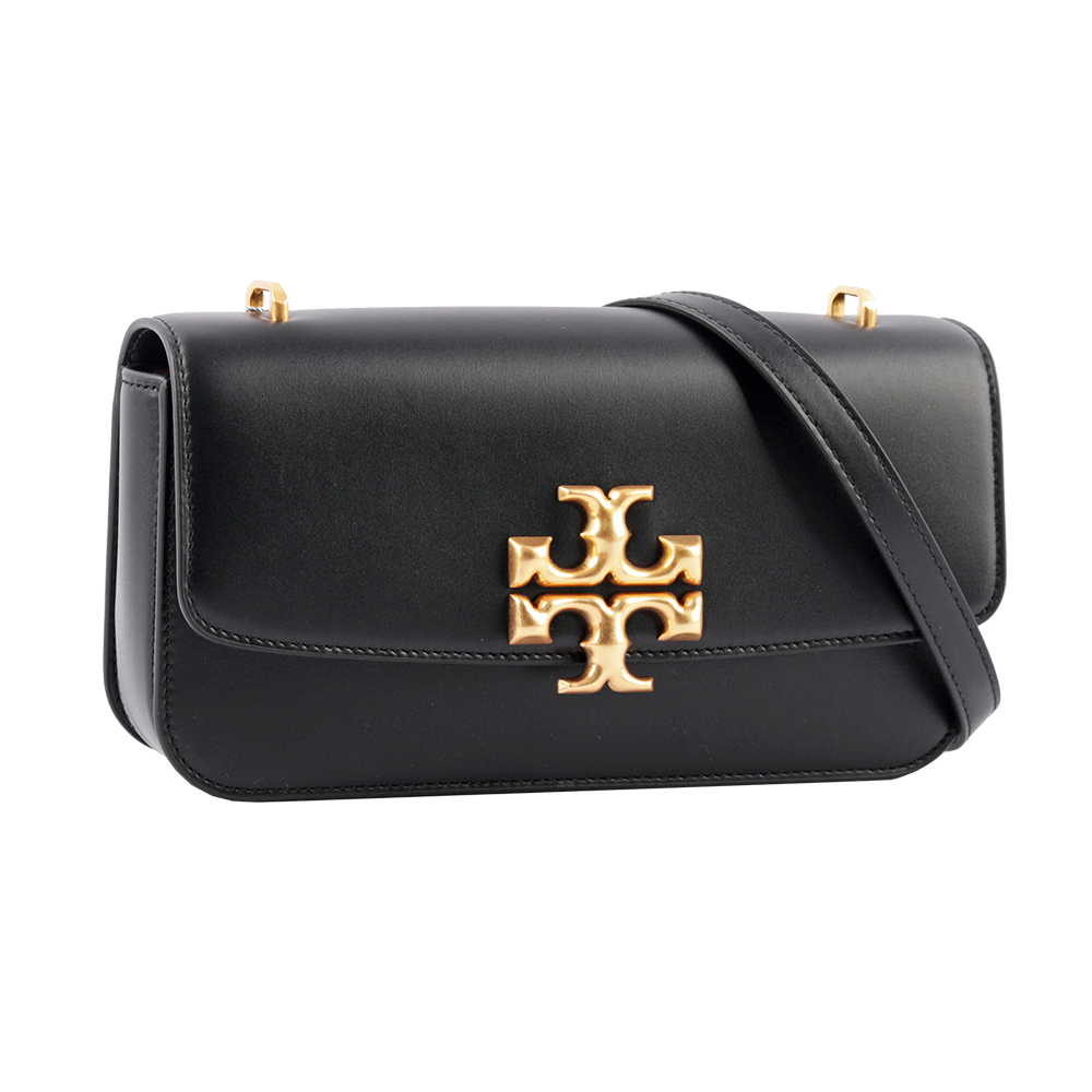 【Tory Burch】Eleanor 大標誌長型翻蓋小款二用包(黑色)