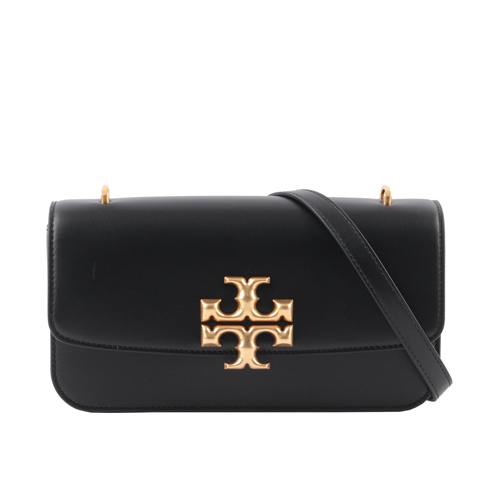 【Tory Burch】Eleanor 大標誌長型翻蓋小款二用包(黑色)