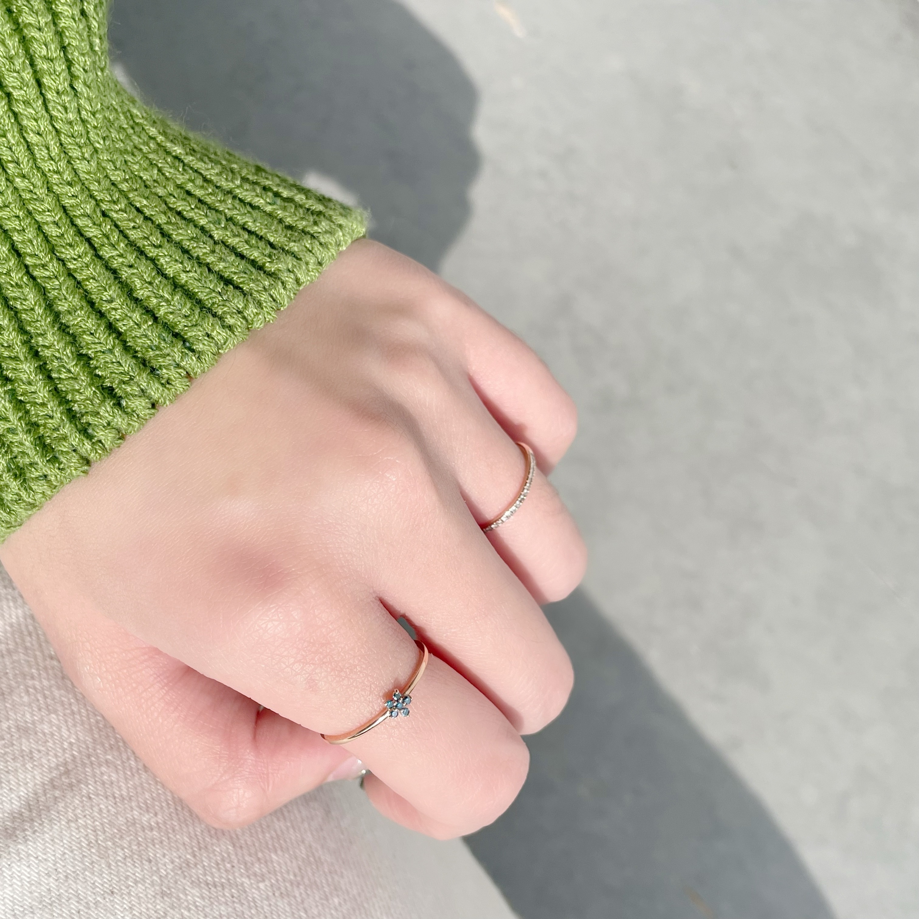 14K小花藍鑽戒指