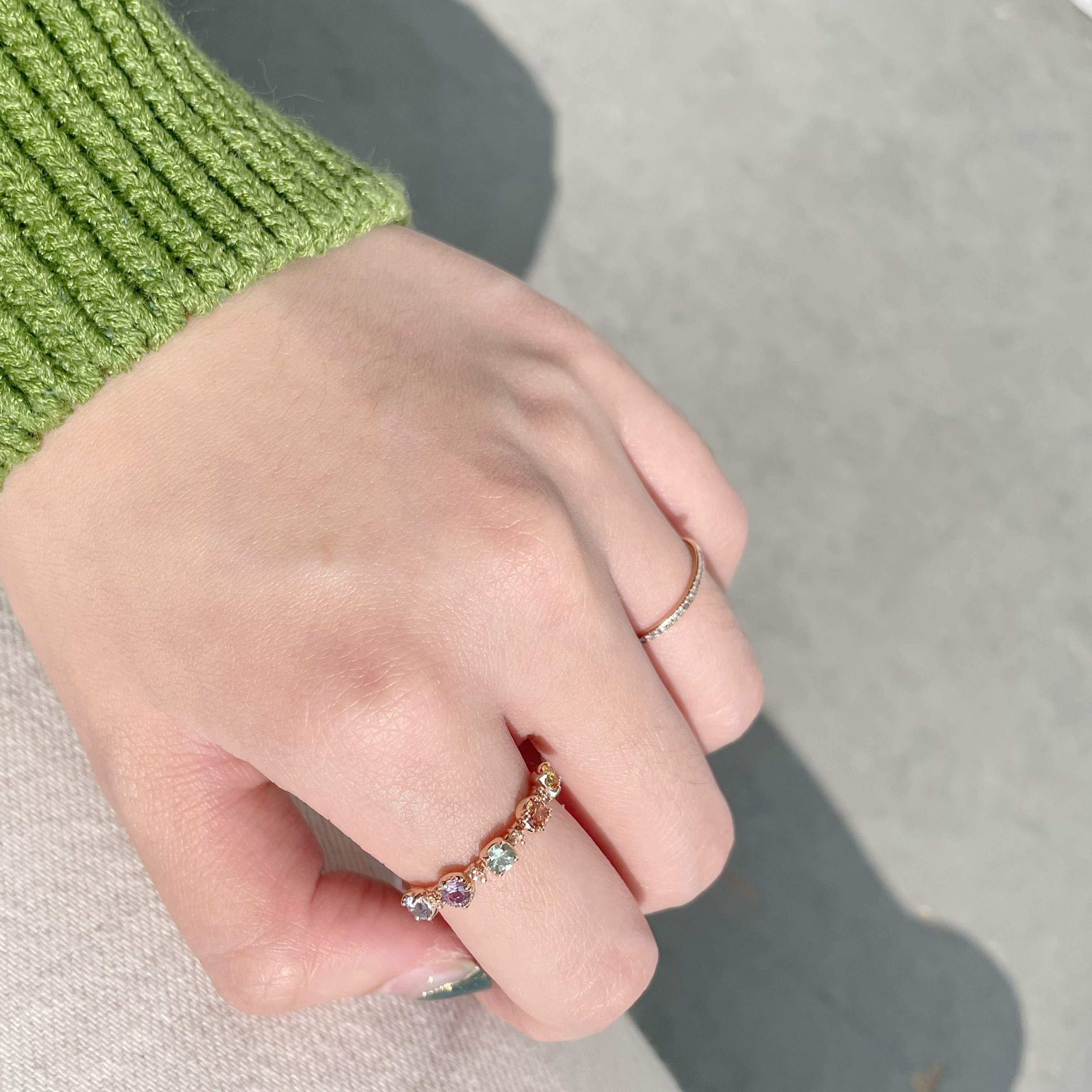 14K Infinity五彩藍寶石戒指