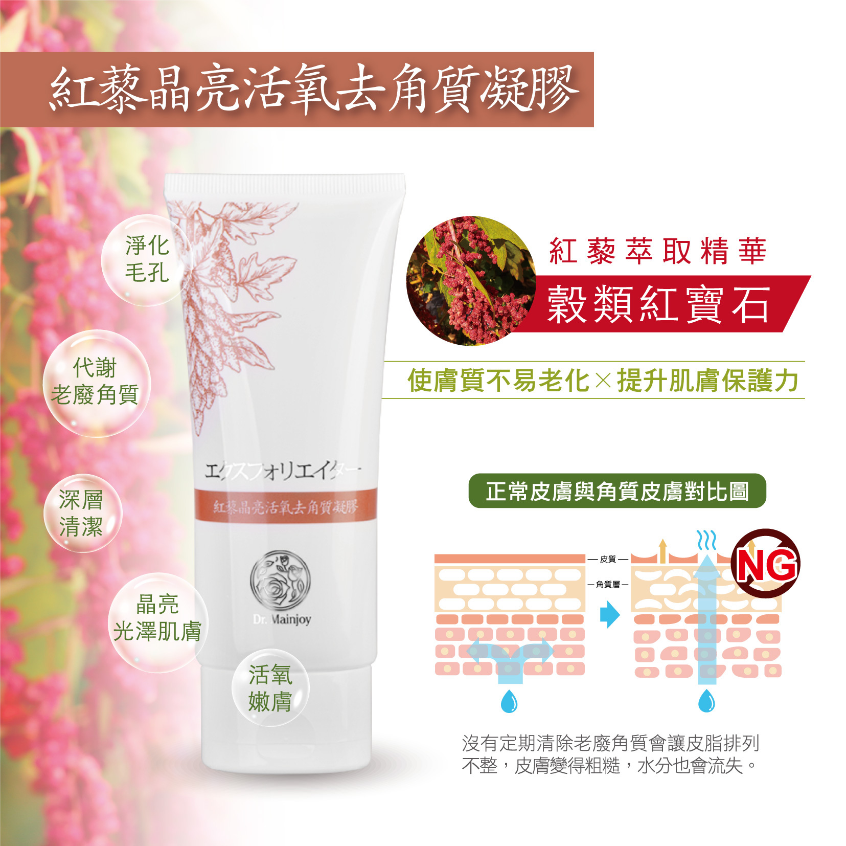 Dr.Mainjoy紅藜晶亮活氧去角質凝膠/80ml