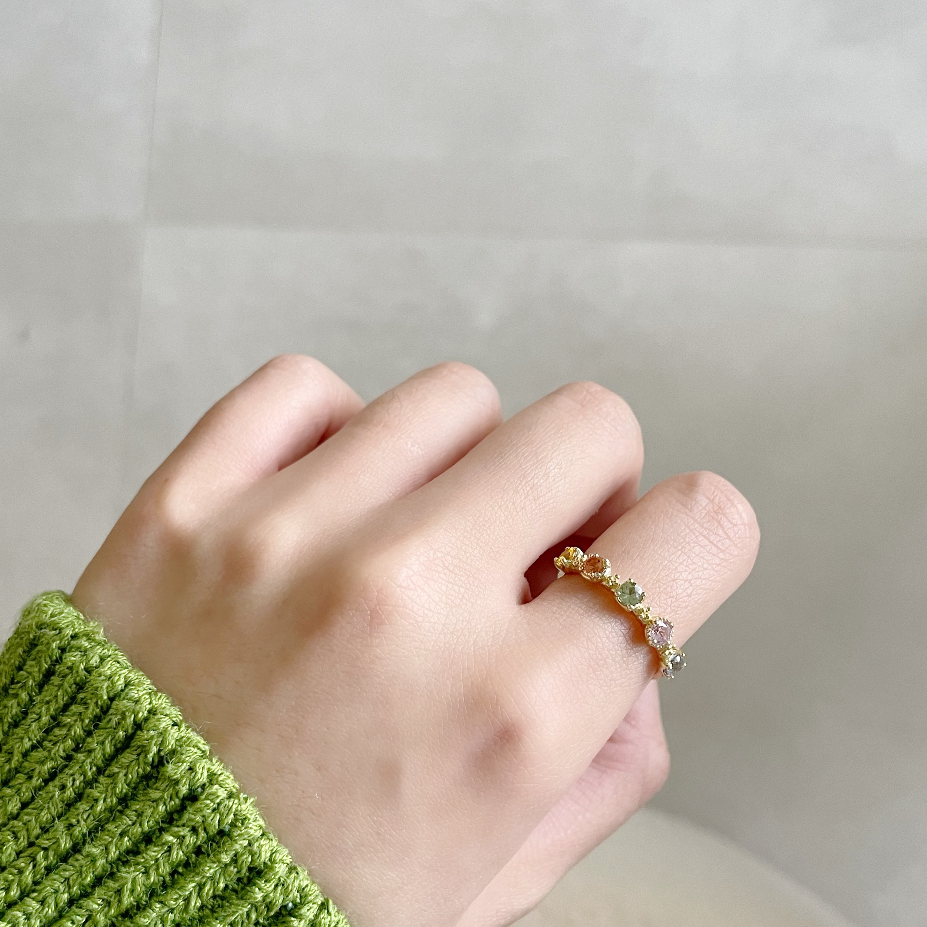 14K Infinity五彩藍寶石戒指