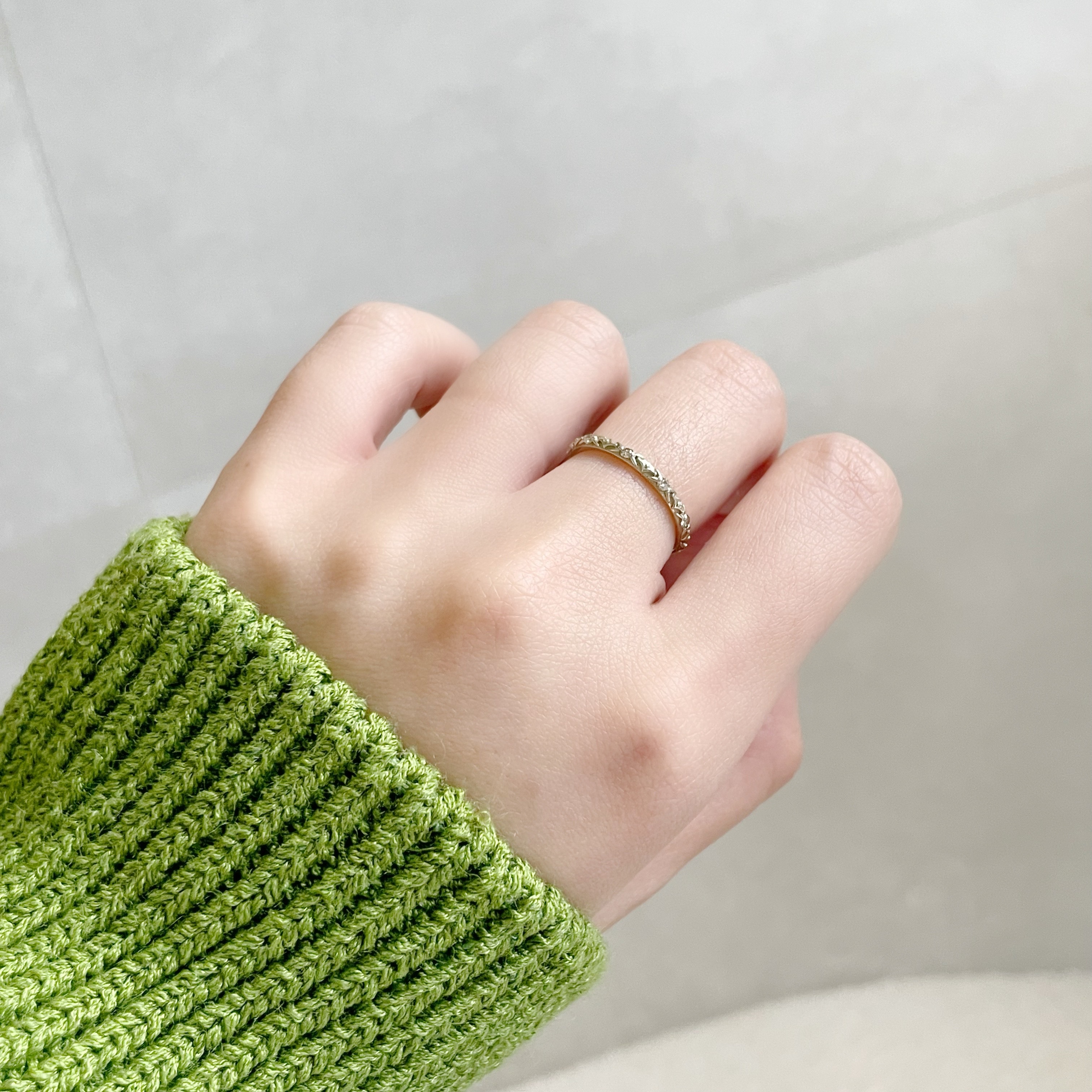 14K vintage真鑽雕花戒指