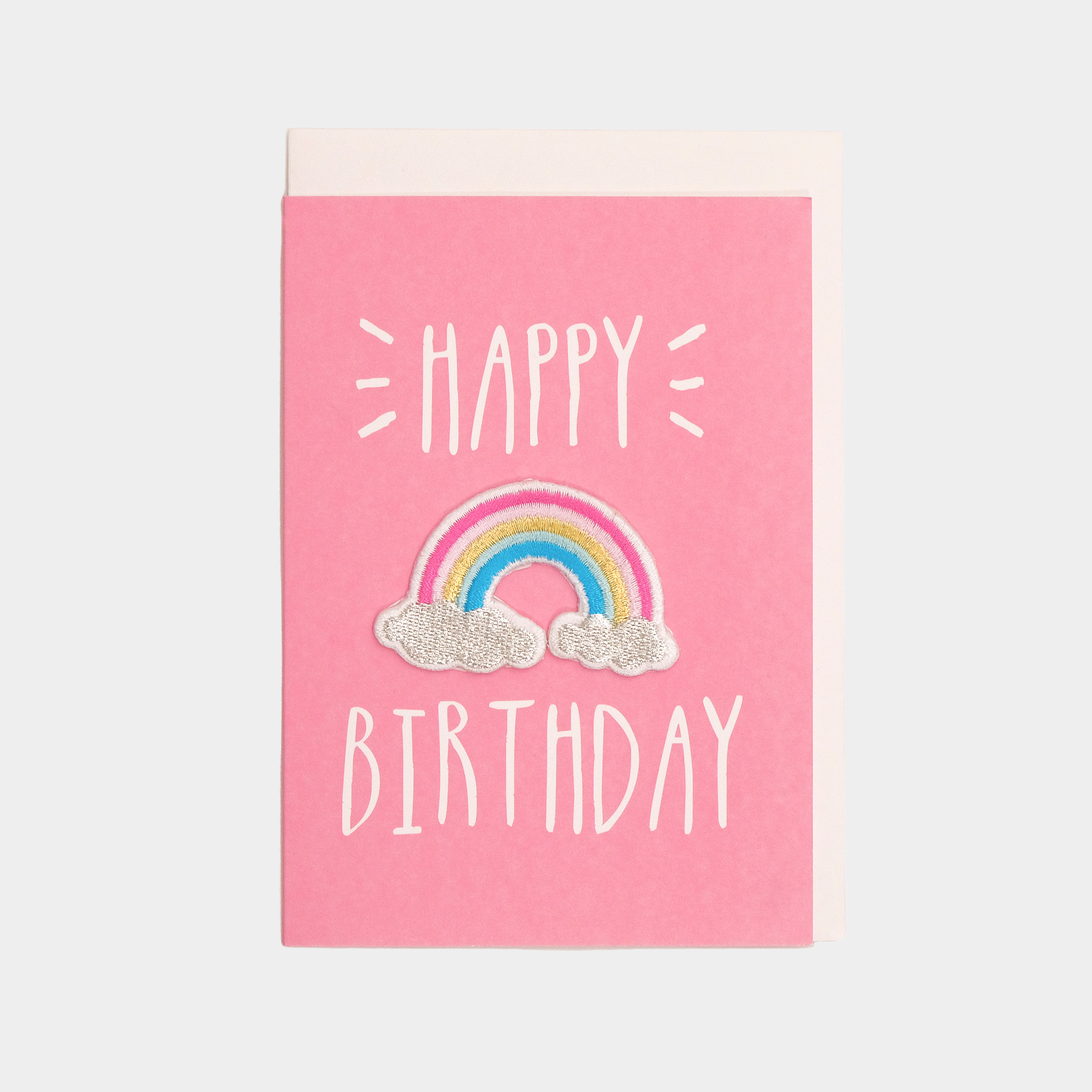 刺繡布貼卡片- Happy Birthday彩紅