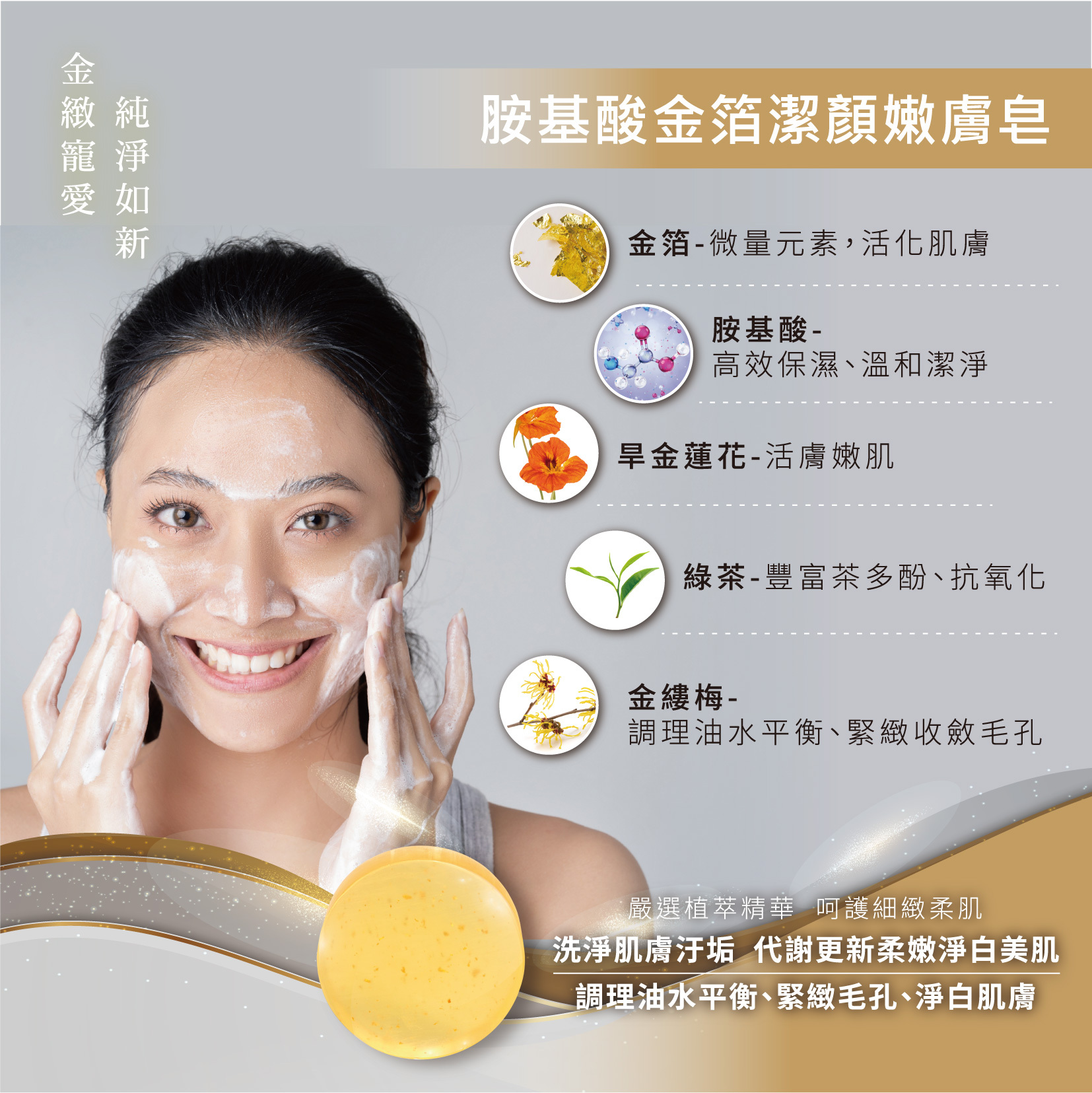 TJ PLUS 胺基酸金箔潔顏嫩膚皂/100g