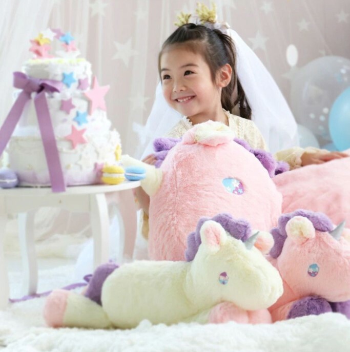 Usamomo萌兔桃桃- 絨毛娃娃 獨角獸 ( 白色 / 粉色 ) 35cm