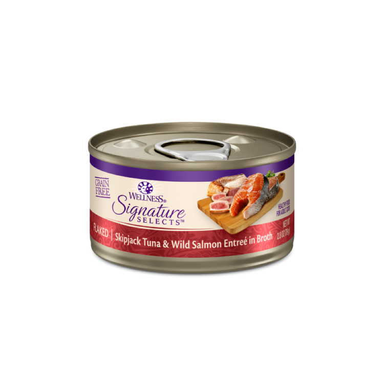 (6罐5.3oz@$24.5) Wellness Signature 無穀物 鰹魚三文魚吞拿魚腩片 (橙紅)