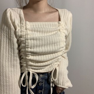 (現貨) 索繩方領上衣 2 COLORS