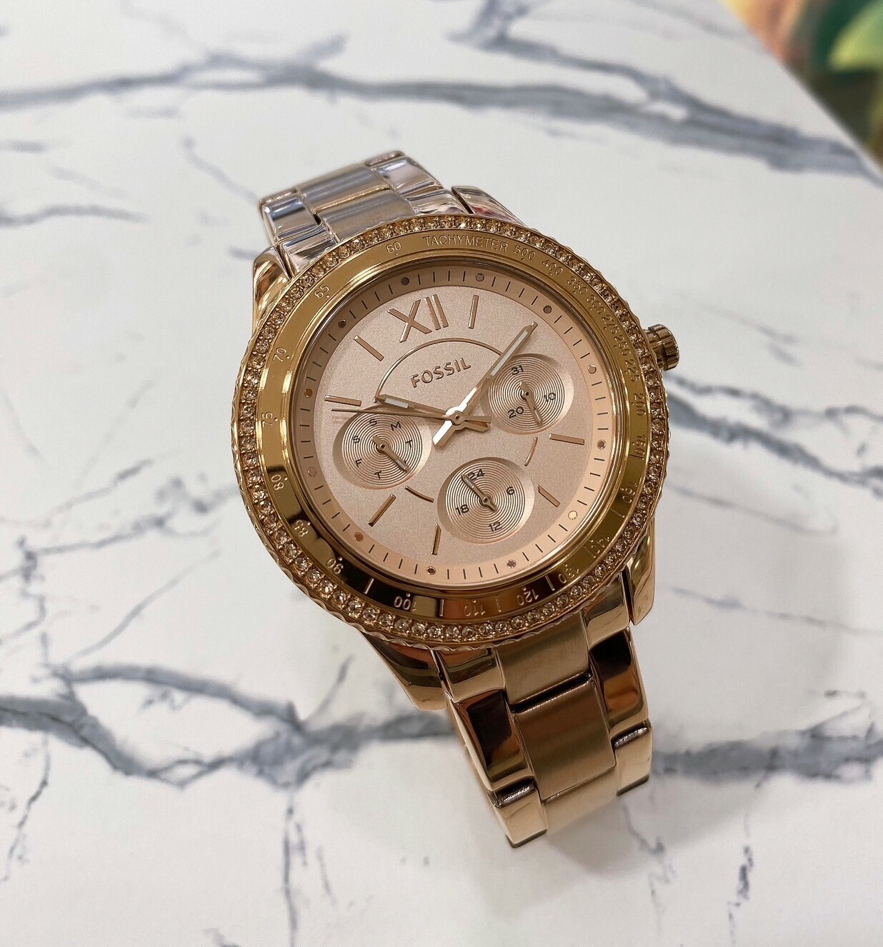 【FOSSIL】多功能晶鑽女錶 ES5106 37mm 現代鐘錶