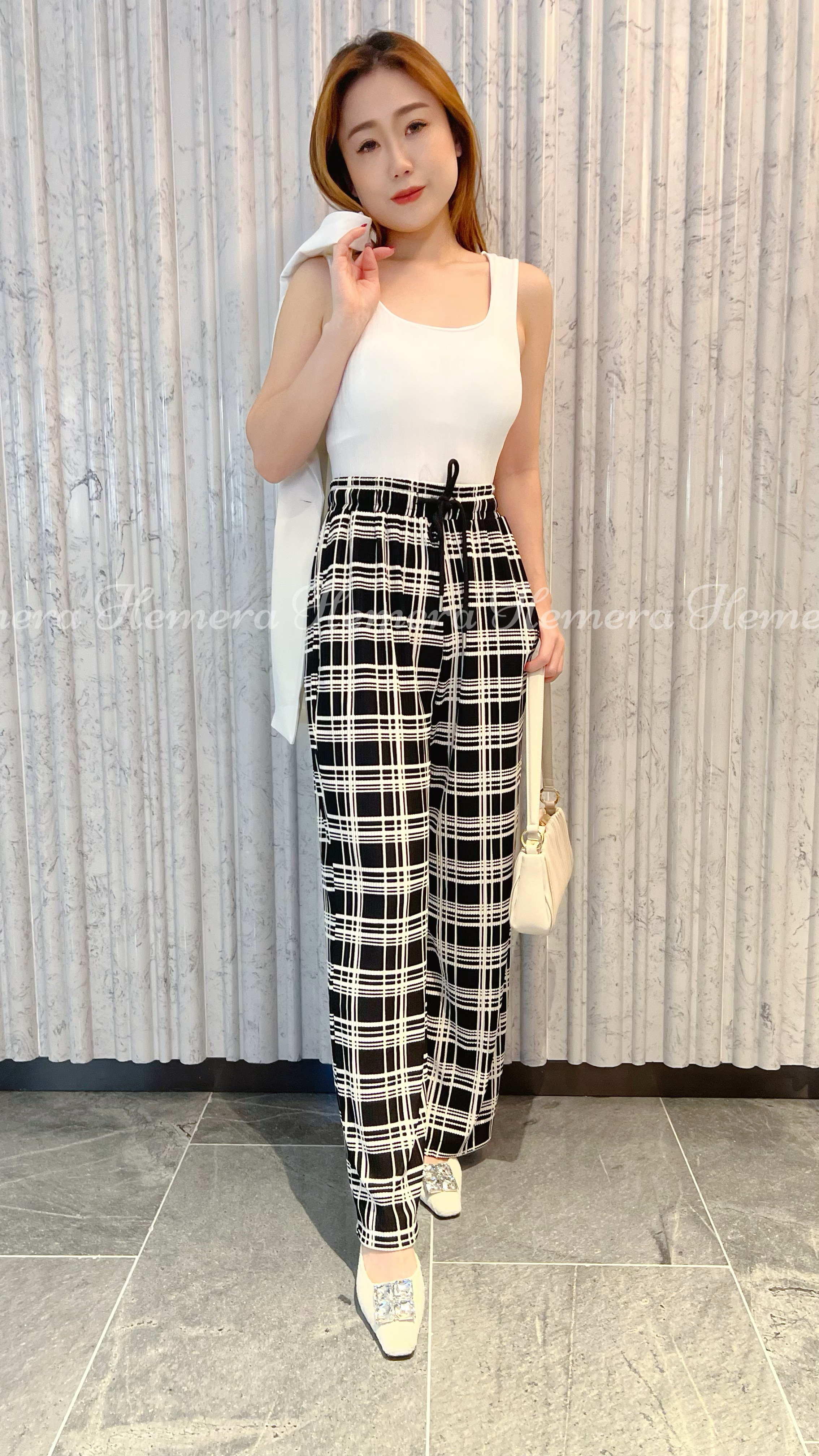 PT23W0336 格仔休閒棉質長褲