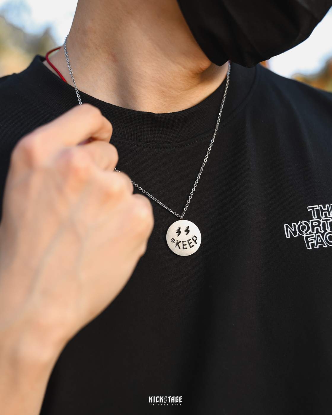 #KEEP SMILE NECKLACE/ BRACELET 霧面銀 雙面 閃電微笑 笑臉 鈦鋼 不鏽鋼 Ins風 百搭基本款 項鍊【KS152】手鍊【KS151】訂製銀飾