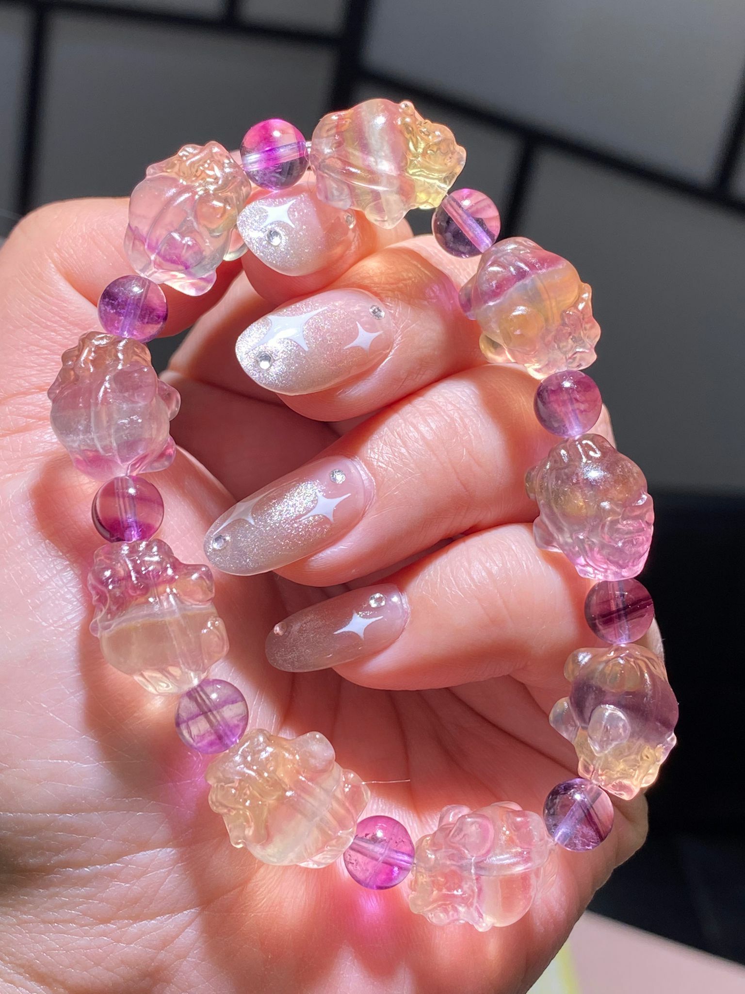 紫黃螢石龍龜手串(A)