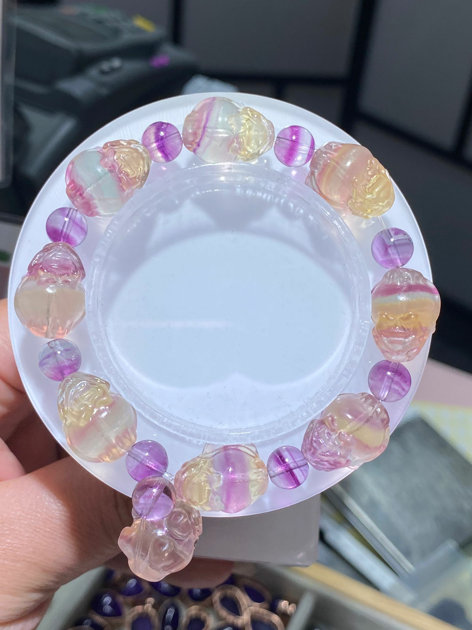 紫黃螢石龍龜手串(A)