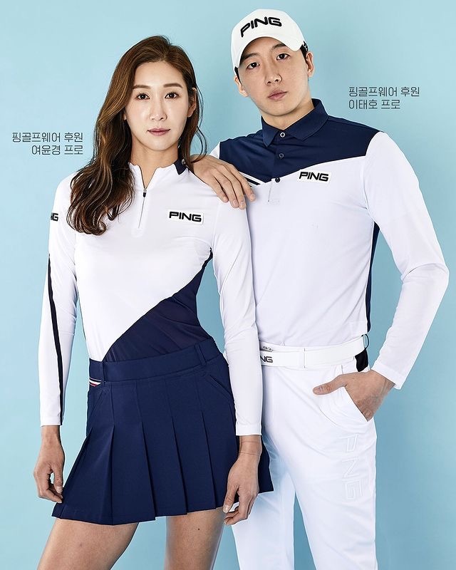 女【現貨】 5折起 /情侶裝系列/韓版高爾夫球服/PING GOLFE品牌/春秋款線條拼色半拉鍊彈性長衫#MW112126