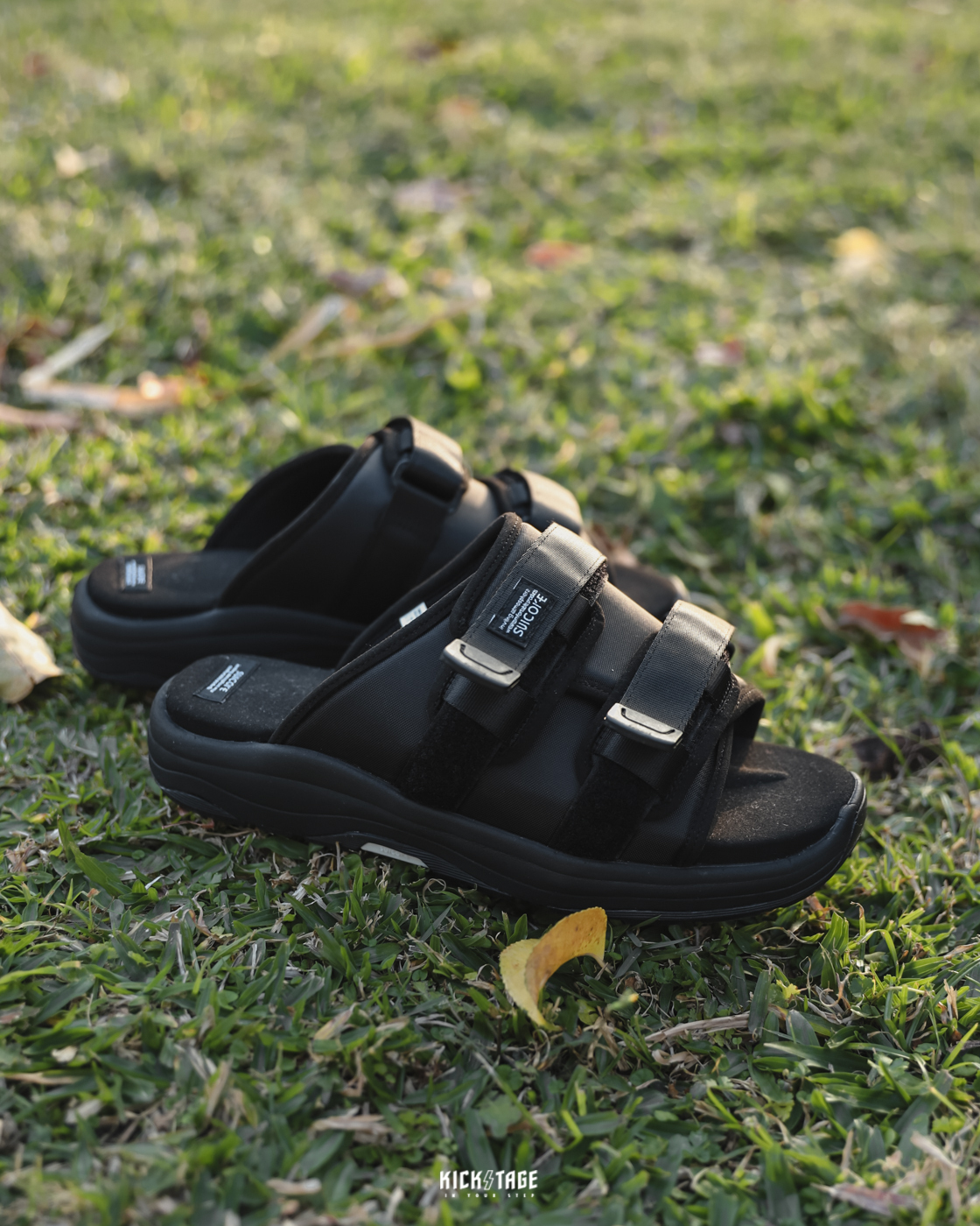 [出清商品售出無退換] SUICOKE MOTO-RUN OG-332 黑色 魔鬼氈 慢跑鞋底 厚底 拖鞋【SK23332BK】