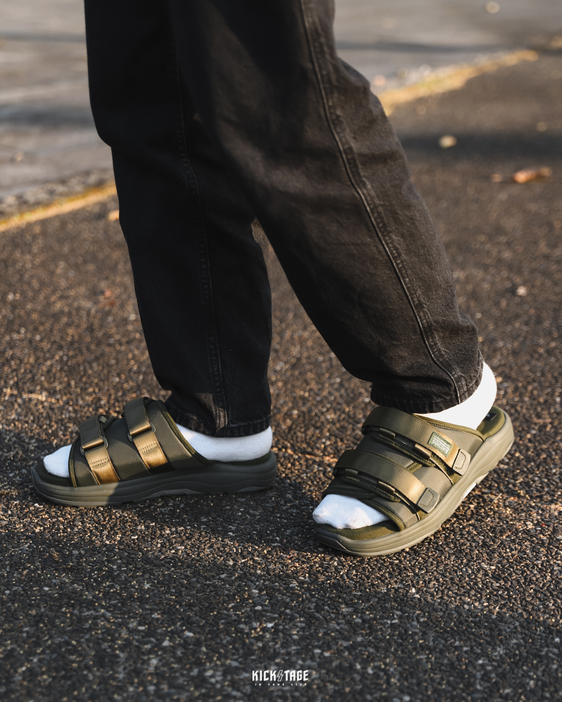 [出清商品售出無退換] SUICOKE MOTO-RUN OG-332 軍綠色 魔鬼氈 慢跑鞋底 厚底 拖鞋【SK23332OL】