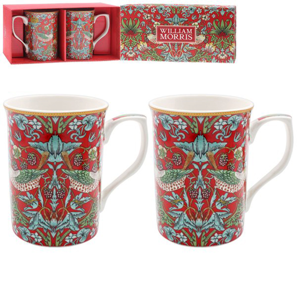 【LESSER & PAVEY】 Wm.Morris Red Strawberry Thief 馬克杯2入禮盒