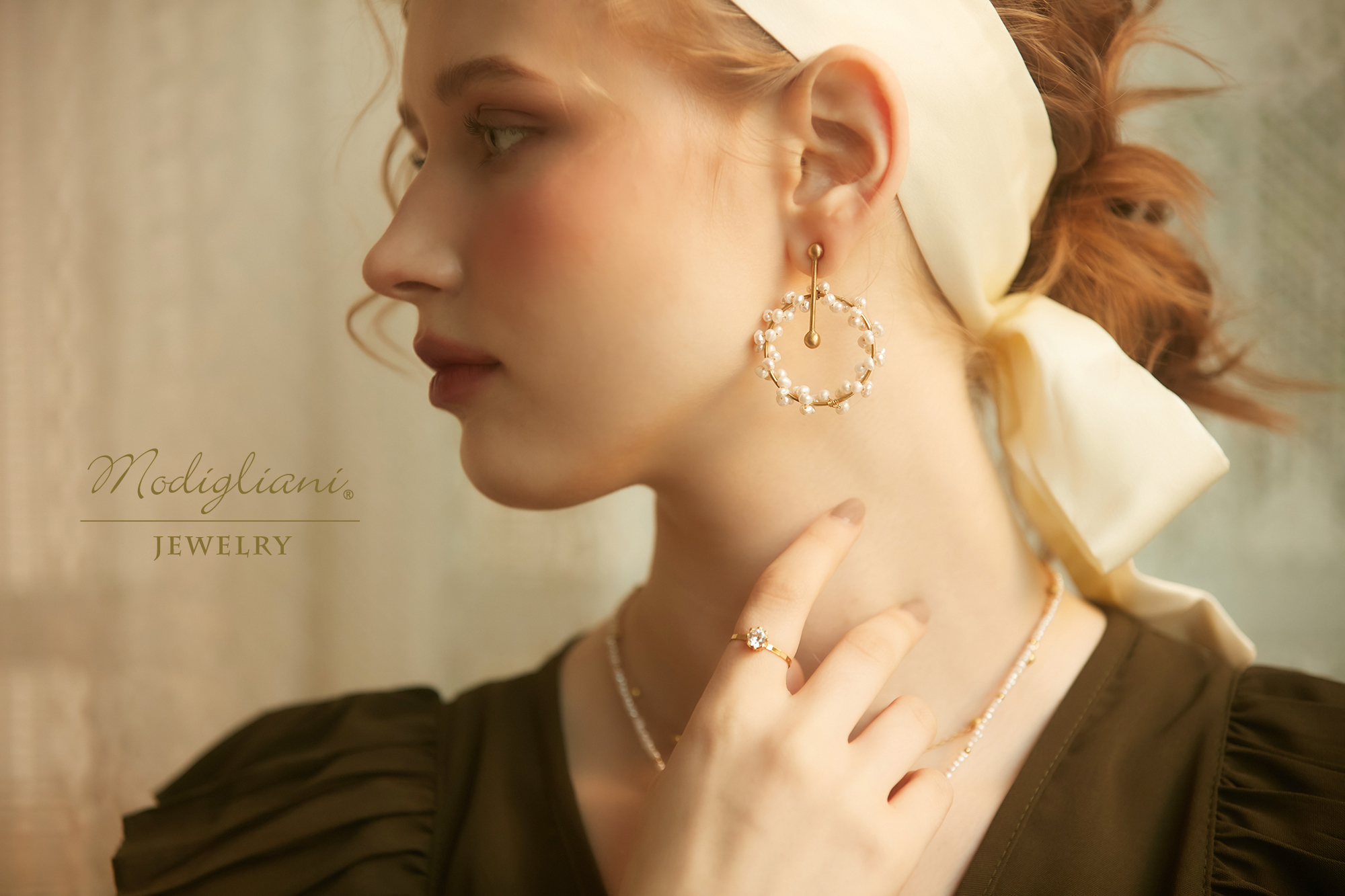 黃銅飾品,黃銅,氣質,天然珍珠,耳環,花圈