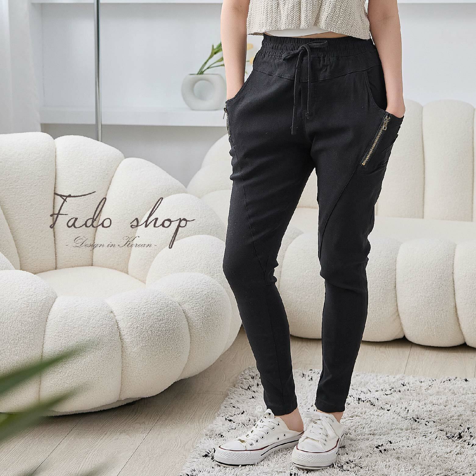 法朵Fado Shop｜腰抽繩口袋拉鍊哈倫褲 273C025 黑 S~XL