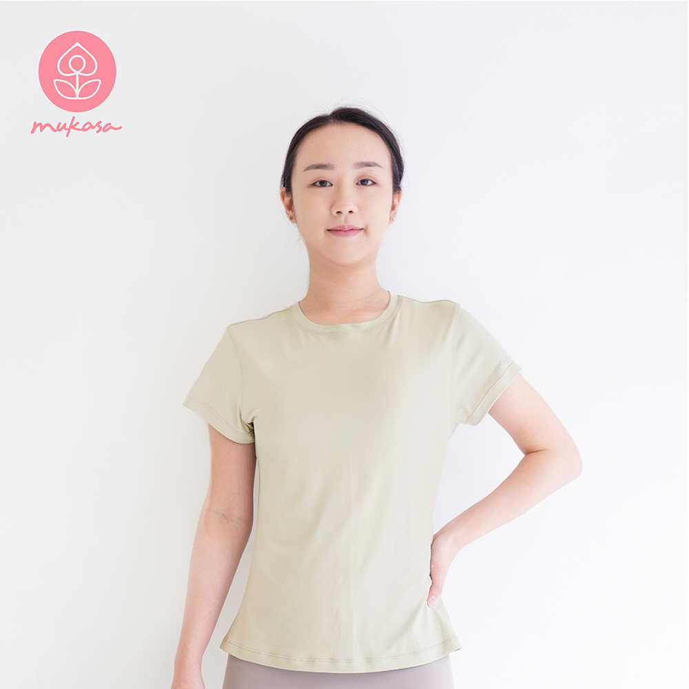 MUKASA 簡約短袖運動上衣-奶油杏 MUK-2204101