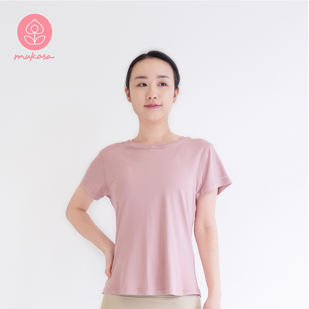 MUKASA 簡約短袖運動上衣-草莓牛奶 MUK-2204102