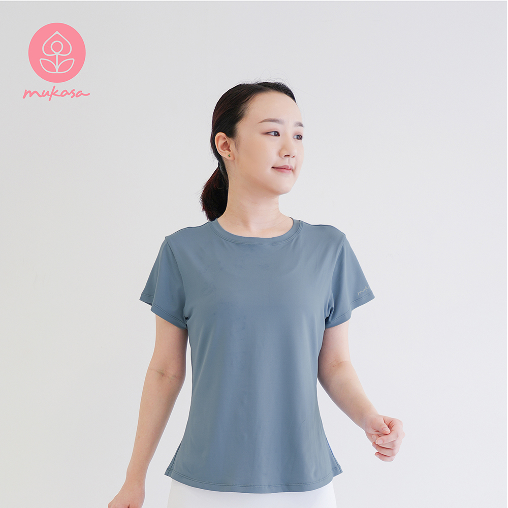 MUKASA 簡約短袖運動上衣-青花藍 MUK-2204104