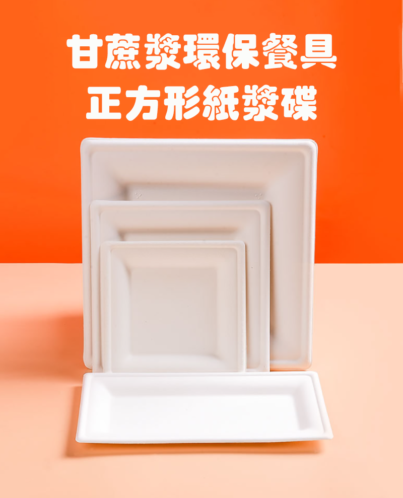 破盤價 甘蔗漿環保餐具 正方形紙漿碟  KY0214