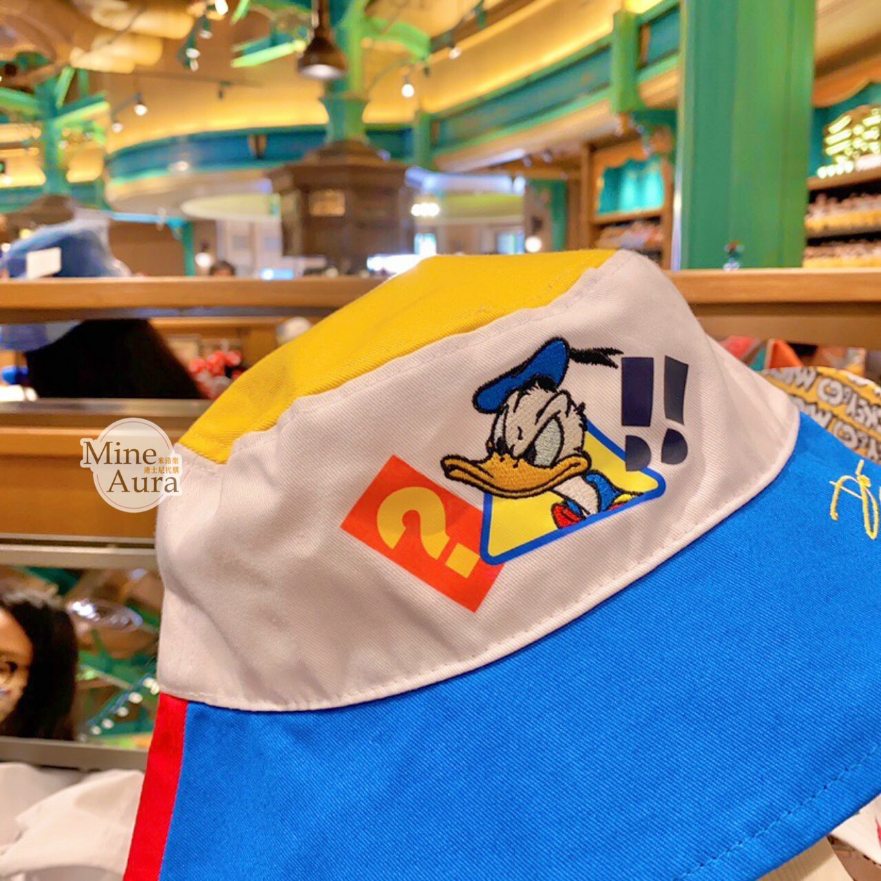 唐老鴨 刺繡 符號圖案 彩色 拼色 漁夫帽 帽子 -上海迪士尼樂園