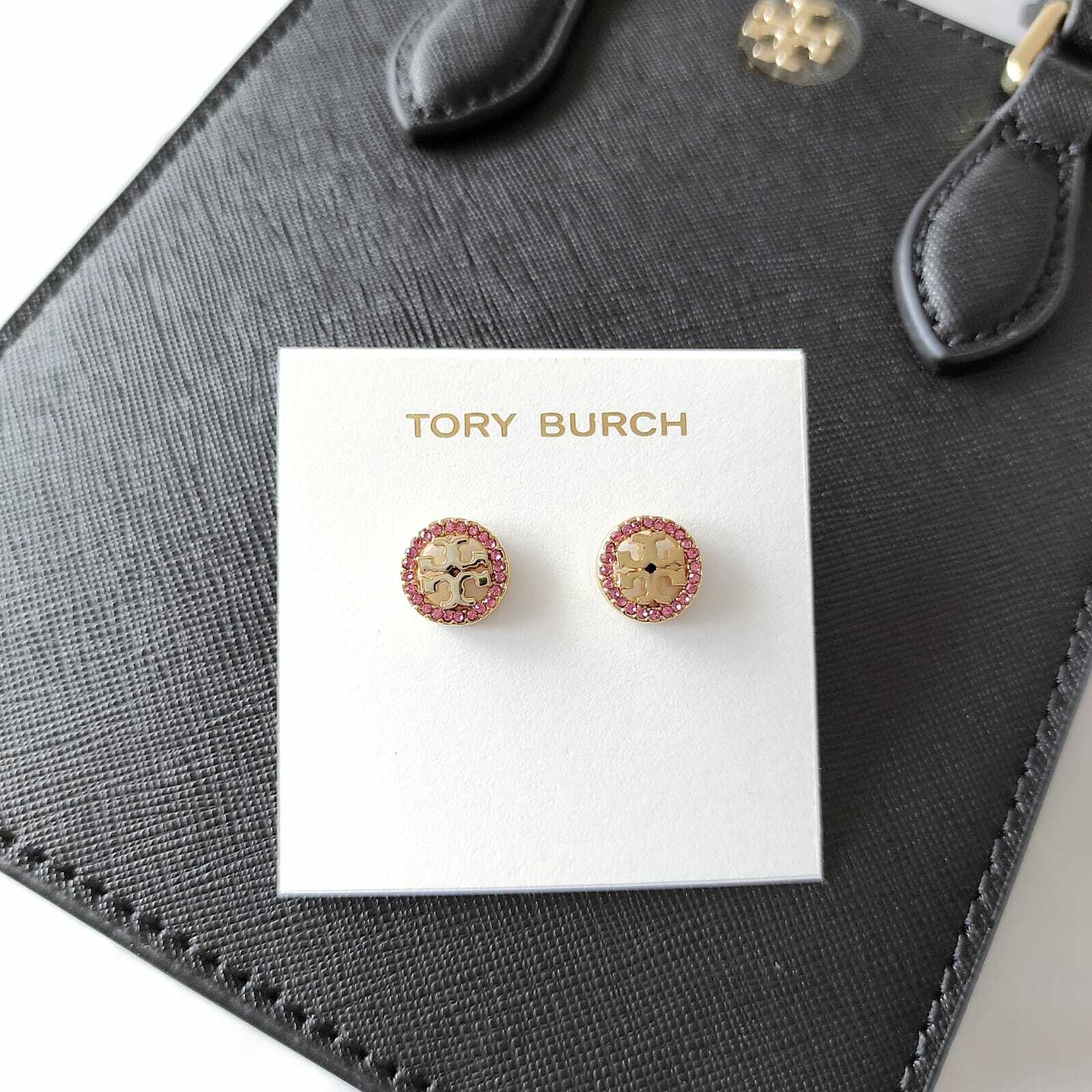 Tory Burch Miller Pave Stud Logo閃石耳環