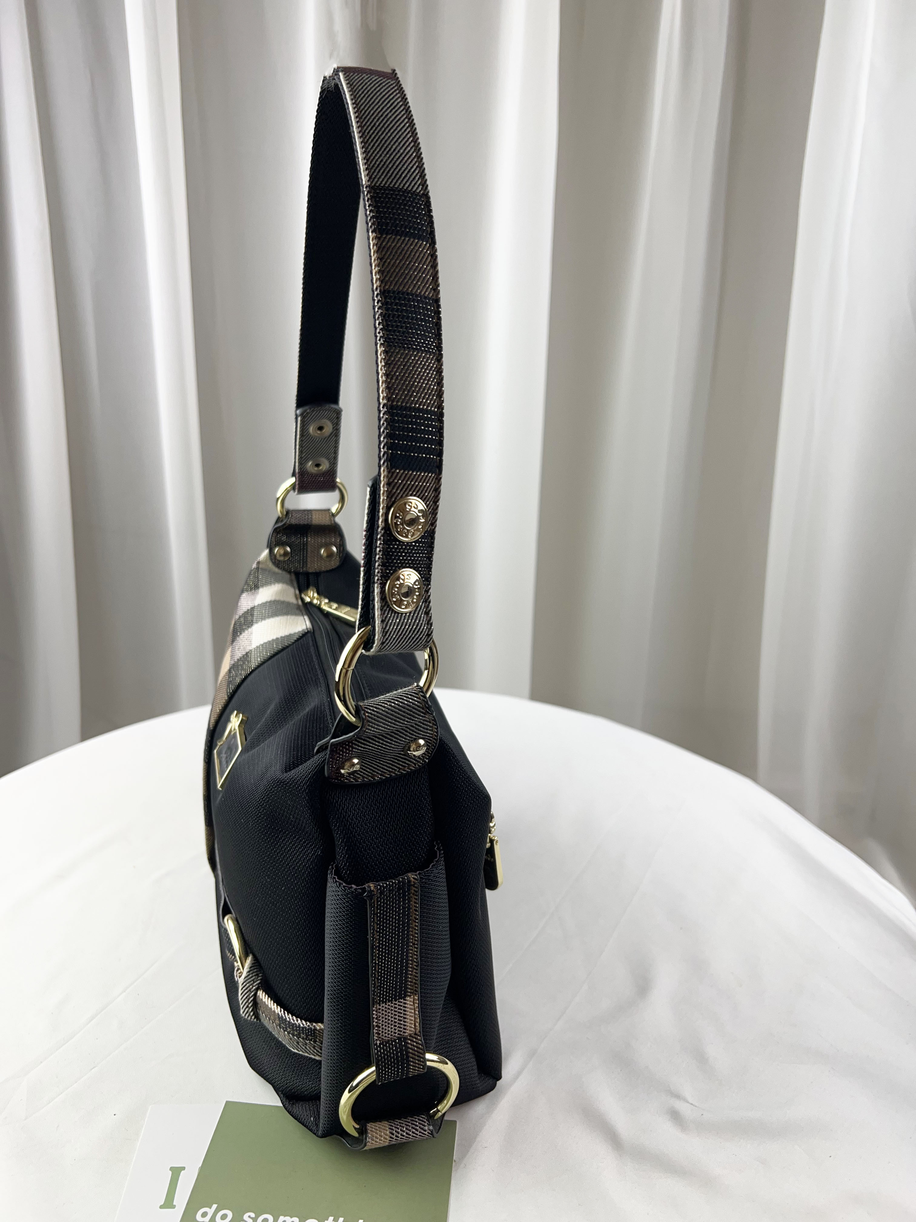 GOODS 金線大格黑防潑水肩背包 / 側背包 #2141