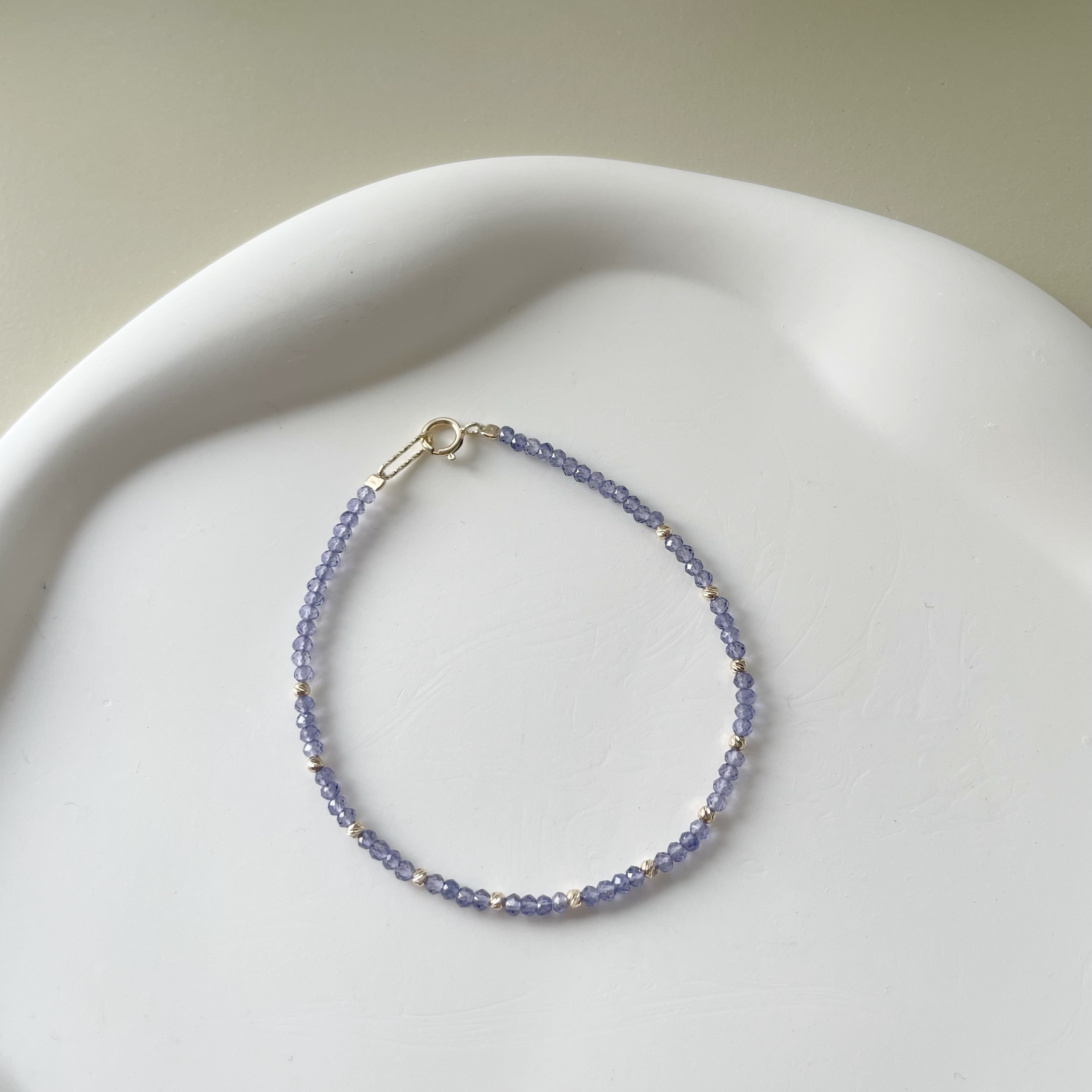 14K cutting ball堇青石手工手環