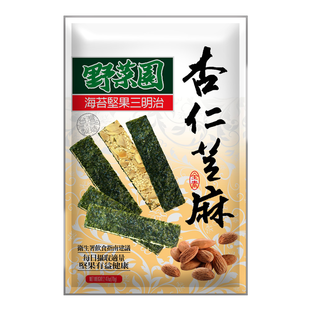 華元 - 野菜園海苔堅果三明治 杏仁芝麻 60g (15g x4包)