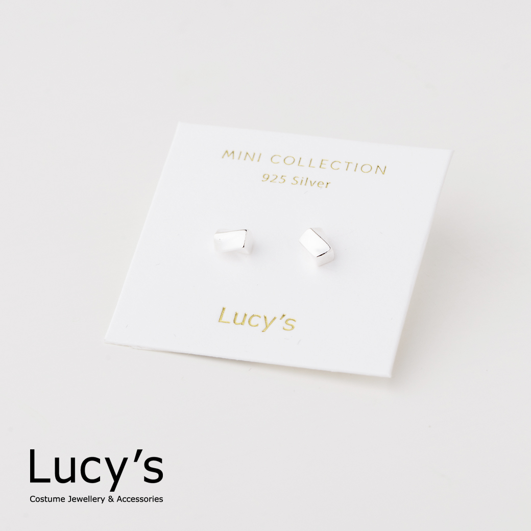 *925純銀〔輕銀系列〕銀磚 耳環 (105630)