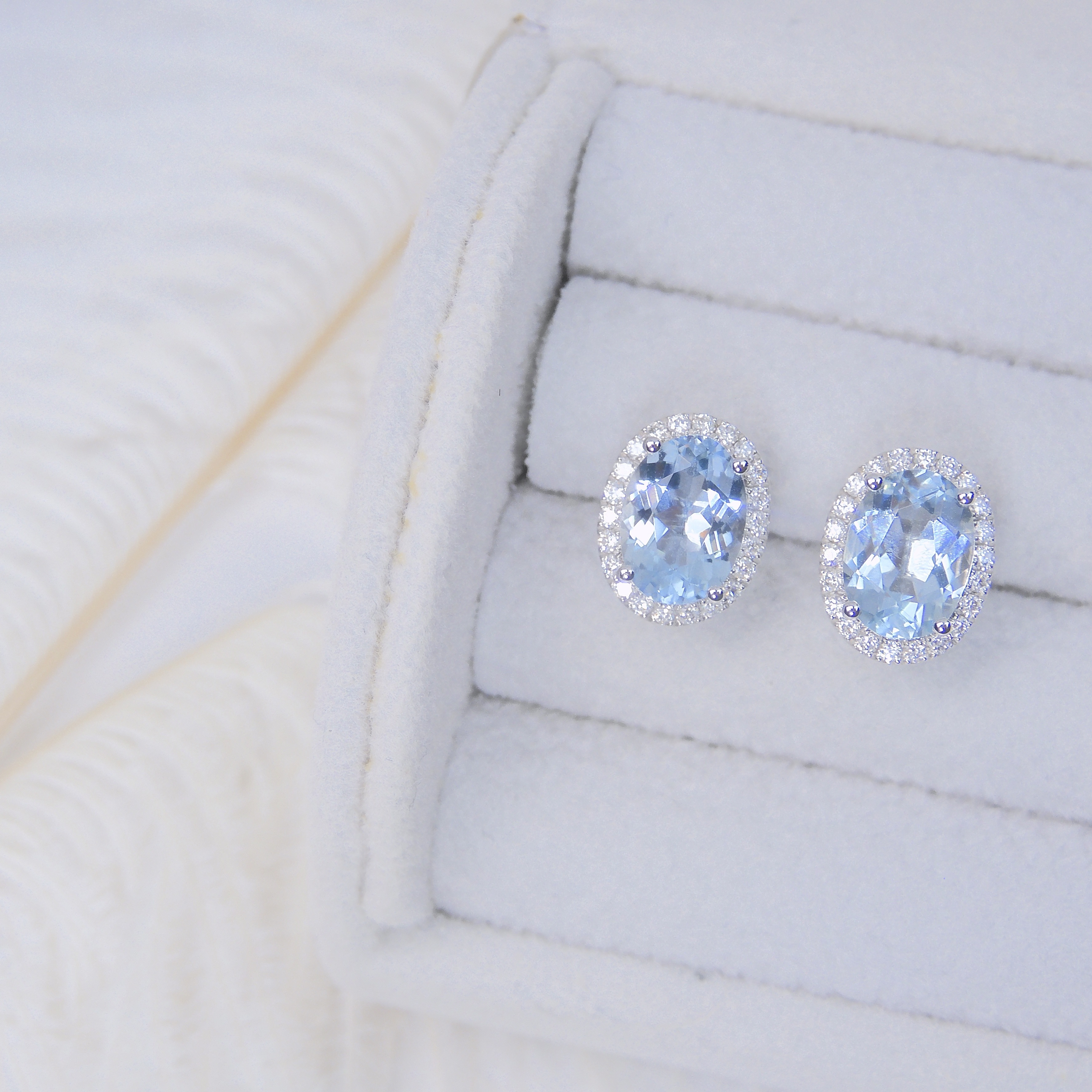 18K金 1.75ct 海藍寶耳釘