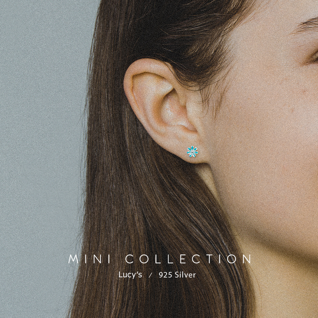 *925純銀〔輕銀系列〕彩色小花 耳環 (三色) (104644/104645/104646)