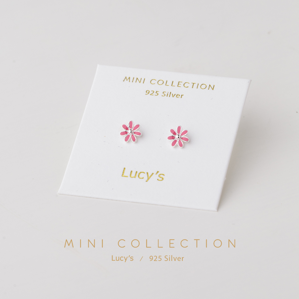 *925純銀〔輕銀系列〕彩色小花 耳環 (三色) (104644/104645/104646)