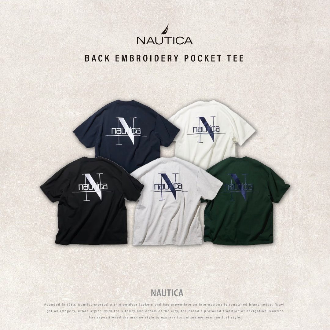 Nautica 23S/S Back Embroidery Pocket Tee 背圖電繡重磅