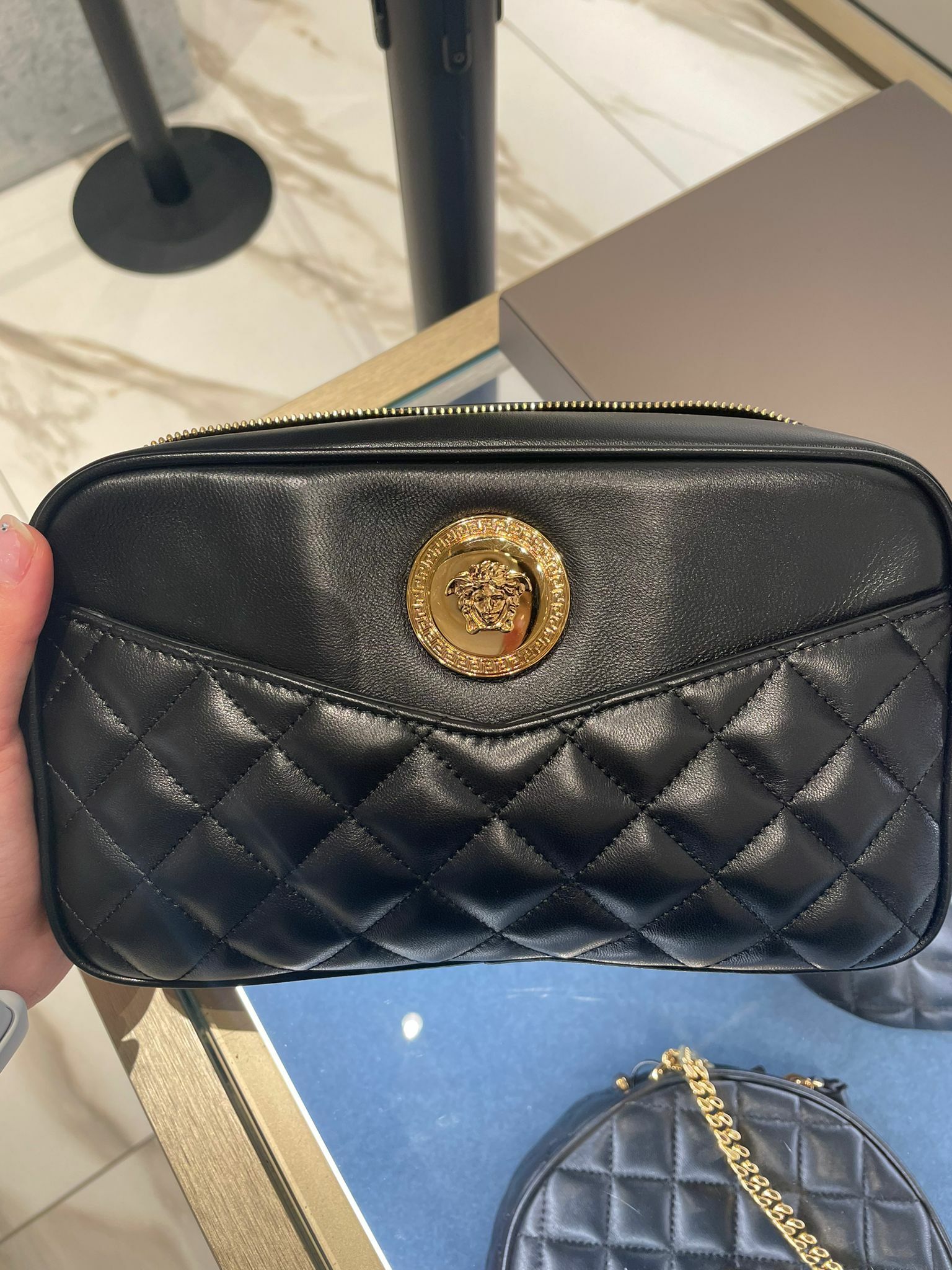 VERSACE CAMERA BAG WITH SMALL POUCH IN FRONT AND MEDUSA