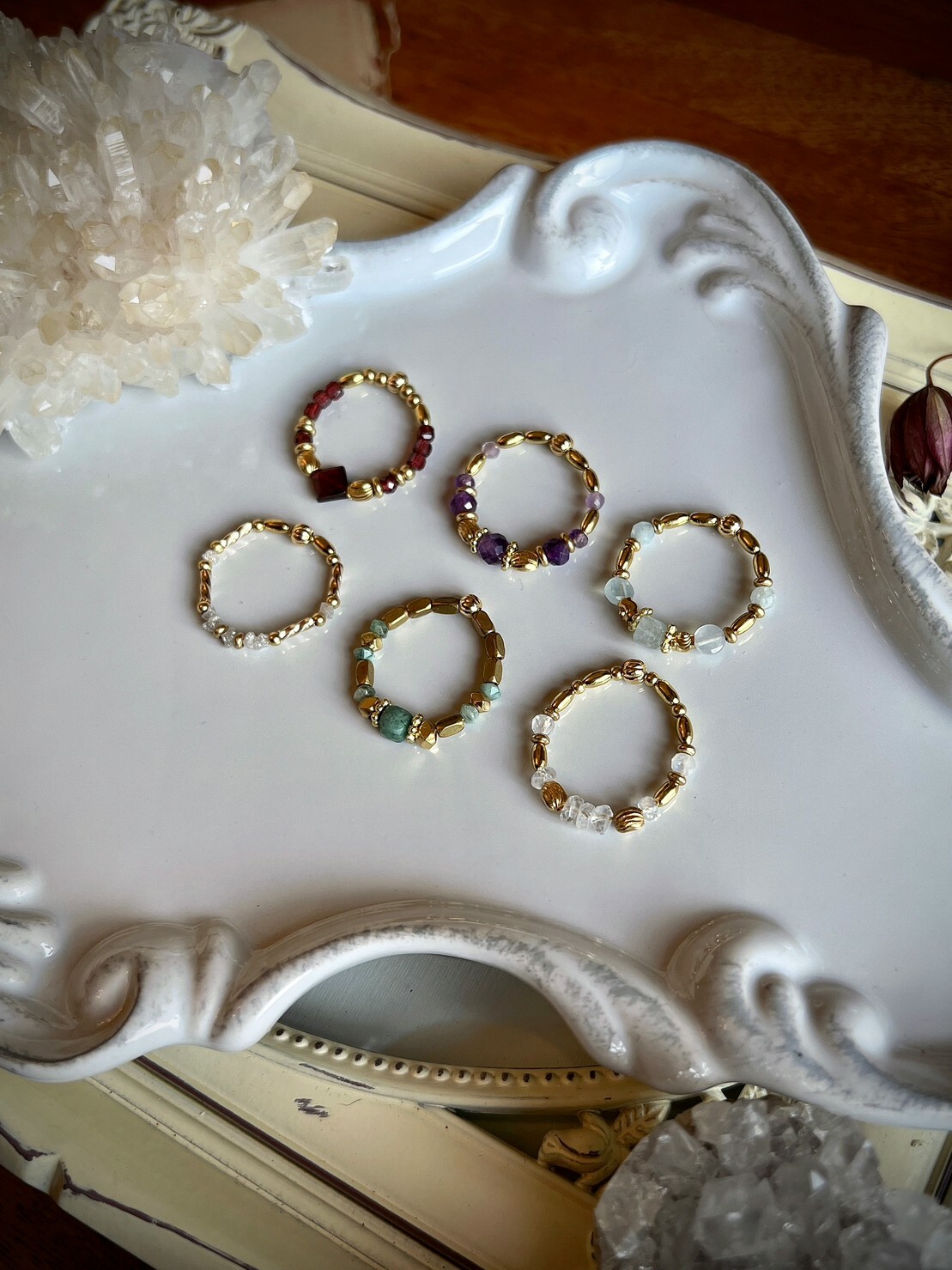 ｛誕生石復古黃銅戒指｝ 1-6月