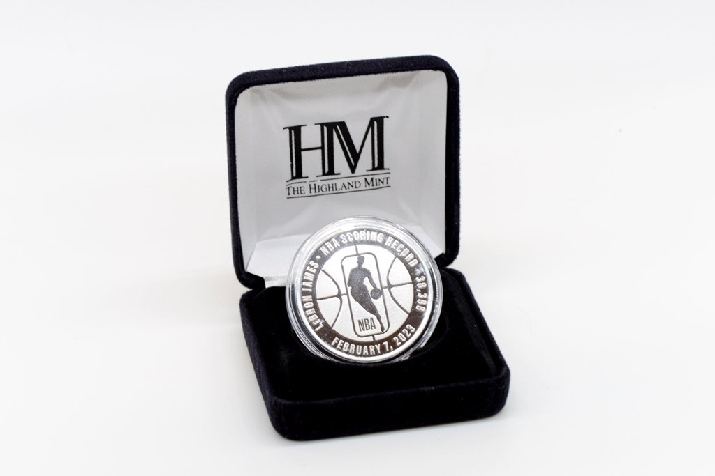 Highland Mint 洛杉磯湖人隊 LeBron James NBA 歷史得分紀錄 39mm 1盎司 .999 純銀幣 紀念幣