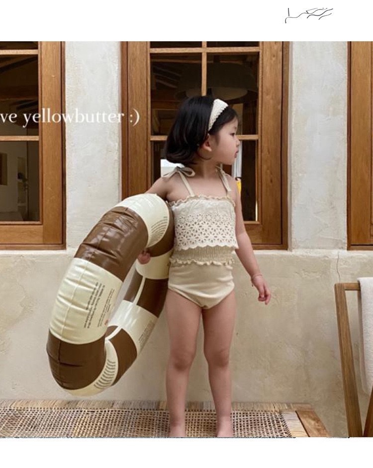 蕾絲鏤空花邊綁帶泳衣