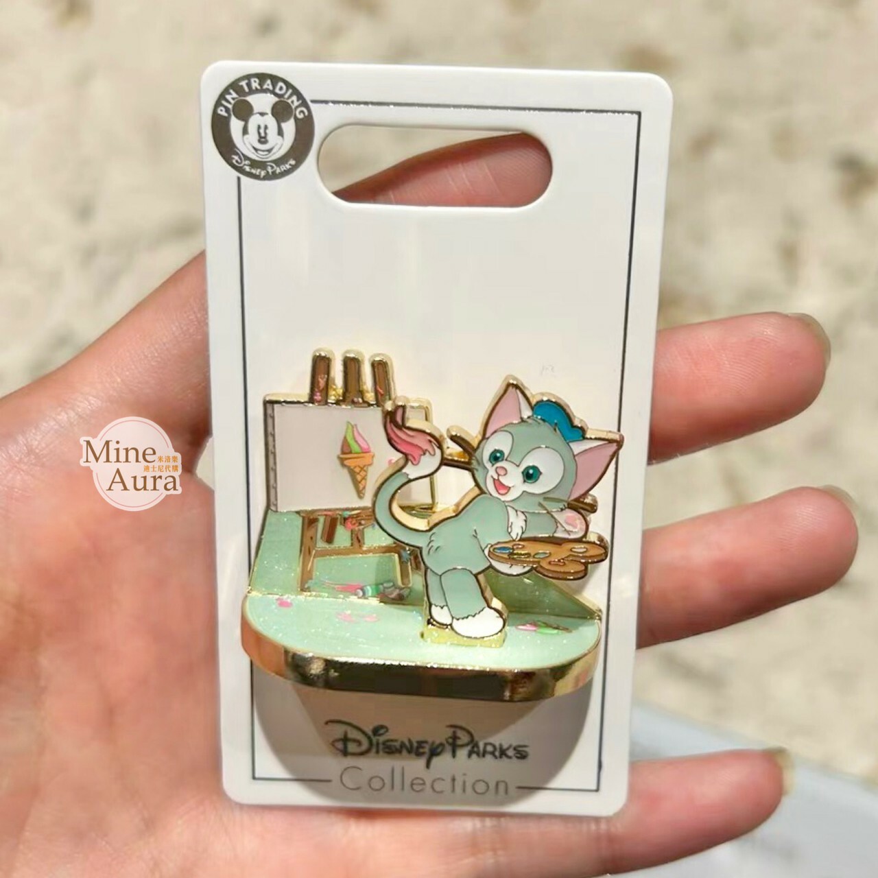 傑拉托尼 畫家貓 Gelatoni 立體舞台造型 徽章 PIN -上海迪士尼樂園